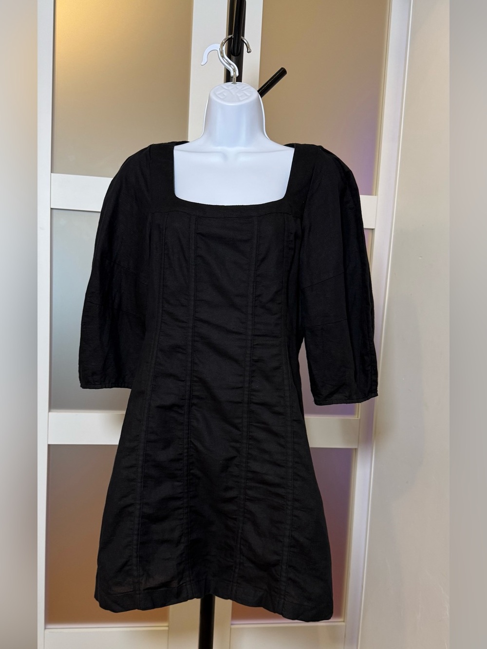 Banana Republic Linen/Cotton  Black Square Neck, Mini Dress, size 4.